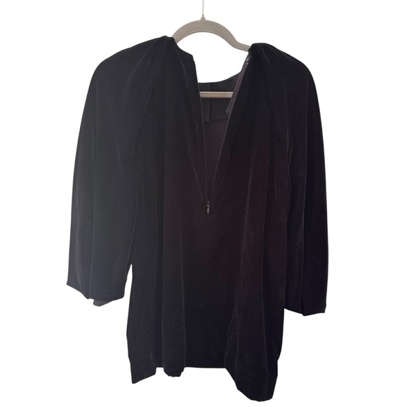 COS Velvet Puff-Sleeved Top Black Size 10 - Picture 10 of 12